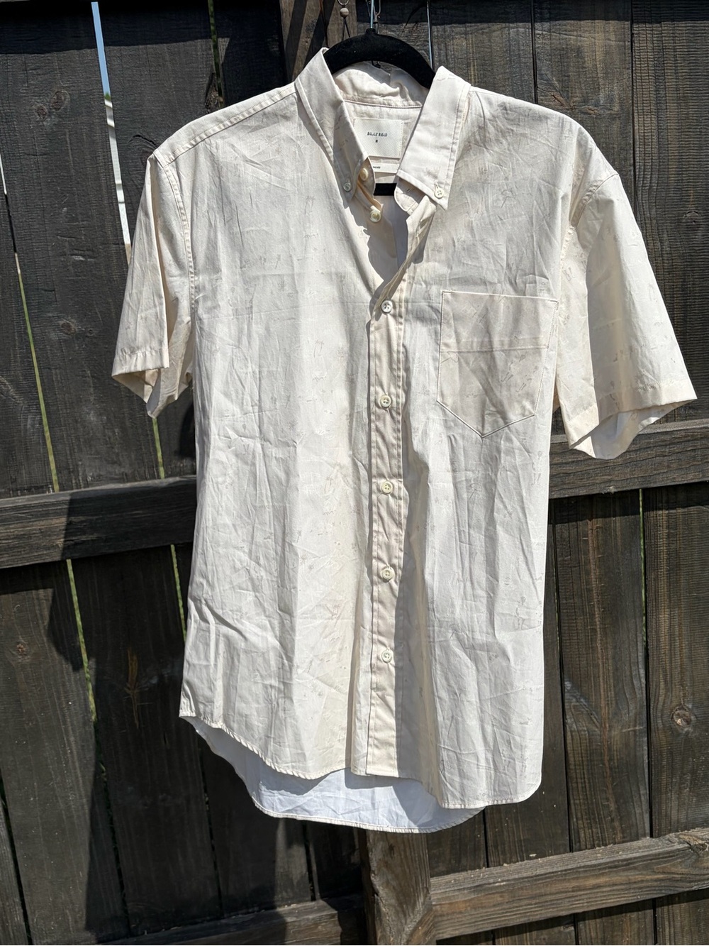Billy Reid Cream Short-Sleeve Button-Down Shirt NWT